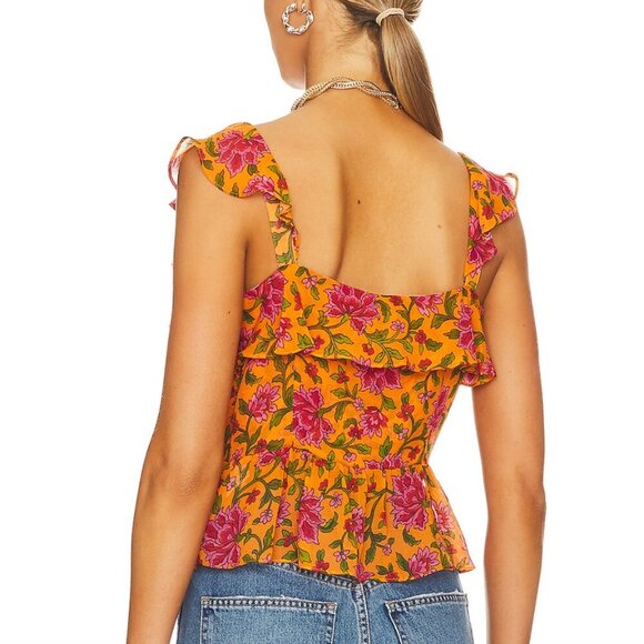 Veronica Beard NWT Silk Randa Top in Hot Orange Multi Size 8 - Picture 2 of 7
